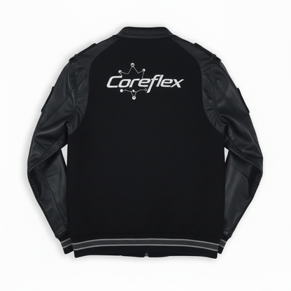 Black jacket with 'Coreflex' logo on the back against a white background