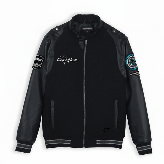 Black jacket with Coreflex branding on a white background