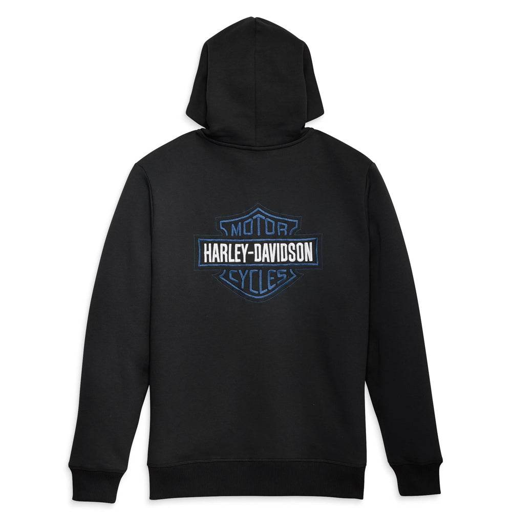 Men's Black Bar Shield Embroidered Zip Hoodie - CoreFlexInd