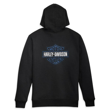 Men's Black Bar Shield Embroidered Zip Hoodie - CoreFlexInd