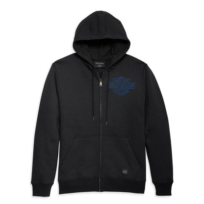 Men's Black Bar Shield Embroidered Zip Hoodie - CoreFlexInd