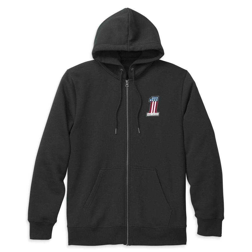 Men's Black Race Graphic Zip Front Hoodie - CoreFlexInd