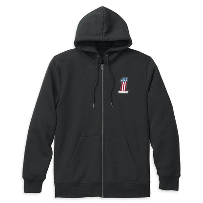 Men's Black Race Graphic Zip Front Hoodie - CoreFlexInd