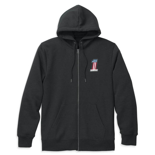 Men's Black Race Graphic Zip Front Hoodie - CoreFlexInd
