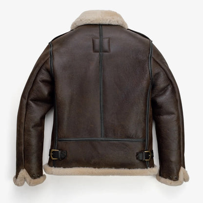Men's B-6 Sheepskin Bomber Jacket with Cowhide Trim