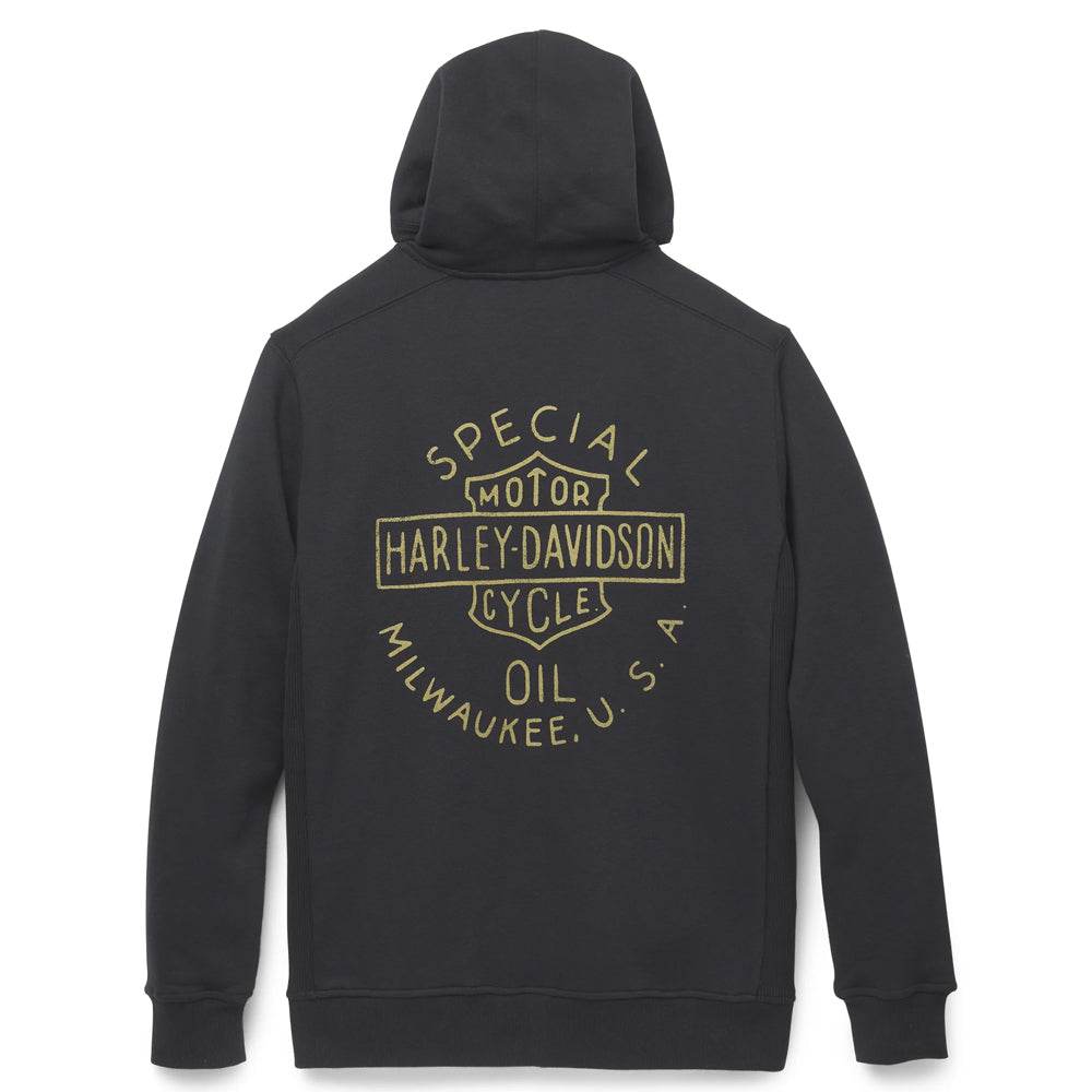 Men's Black Special Oil Zip-Up Hoodie - CoreFlexInd