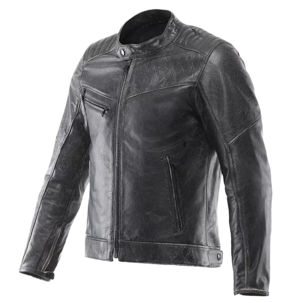Men's Crackled Leather Motorcycle Jacket Radicale Retro Style