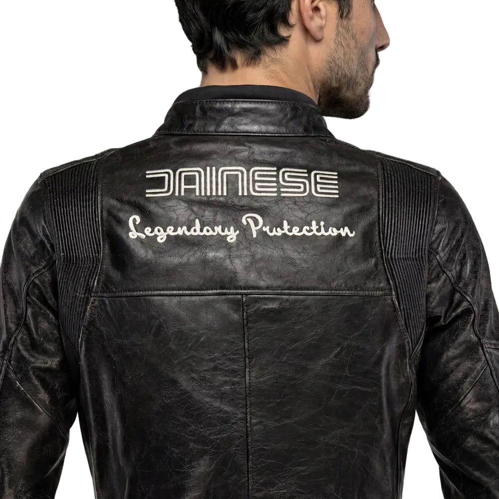 Men's Crackled Leather Motorcycle Jacket Radicale Retro Style