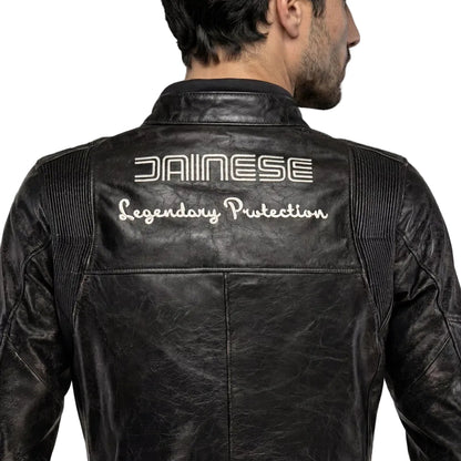 Men's Crackled Leather Motorcycle Jacket Radicale Retro Style