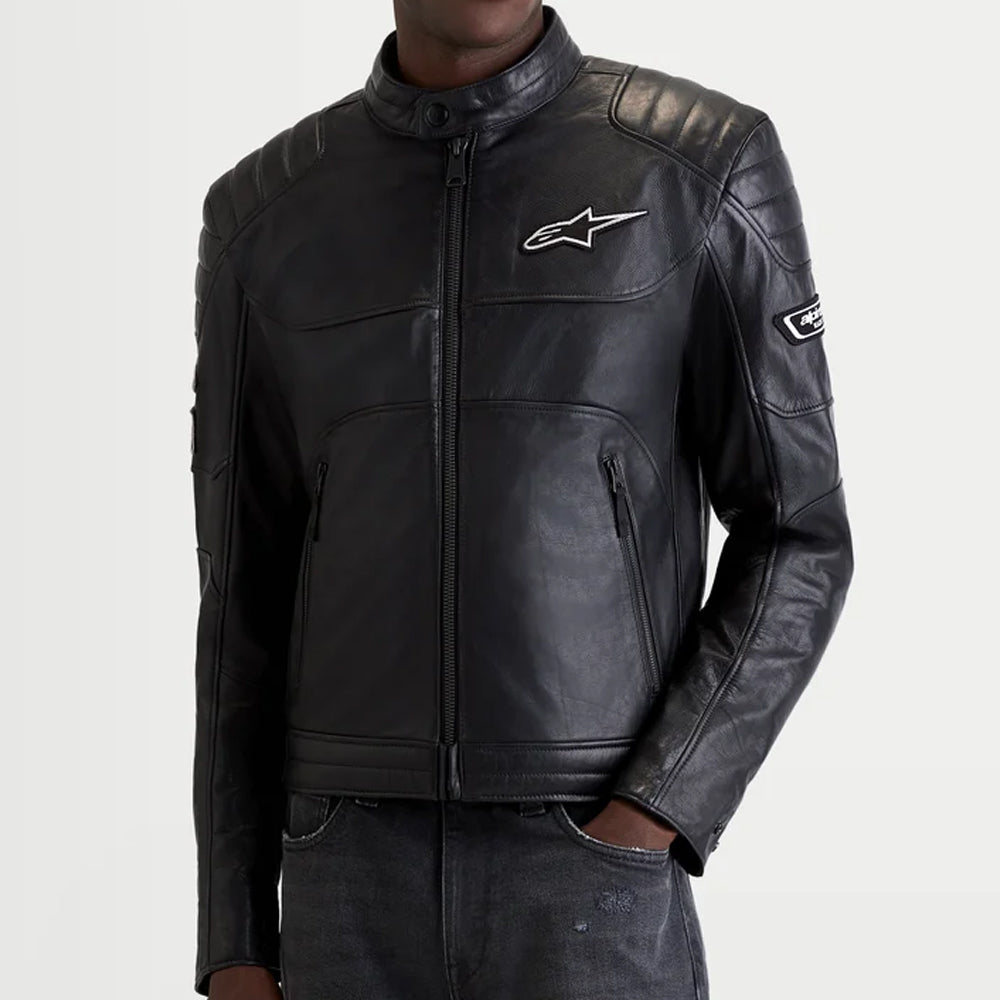 Men's Revern Leather Motorcycle Jacket Black