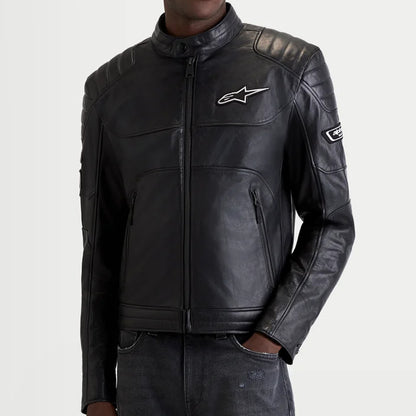 Men's Revern Leather Motorcycle Jacket Black