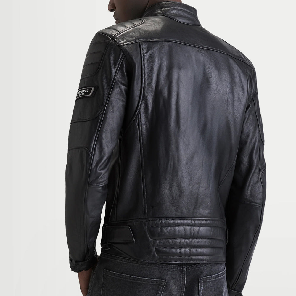 Men's Revern Leather Motorcycle Jacket Black