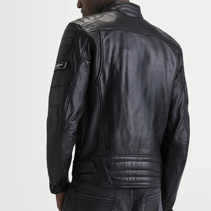 Men's Revern Leather Motorcycle Jacket Black
