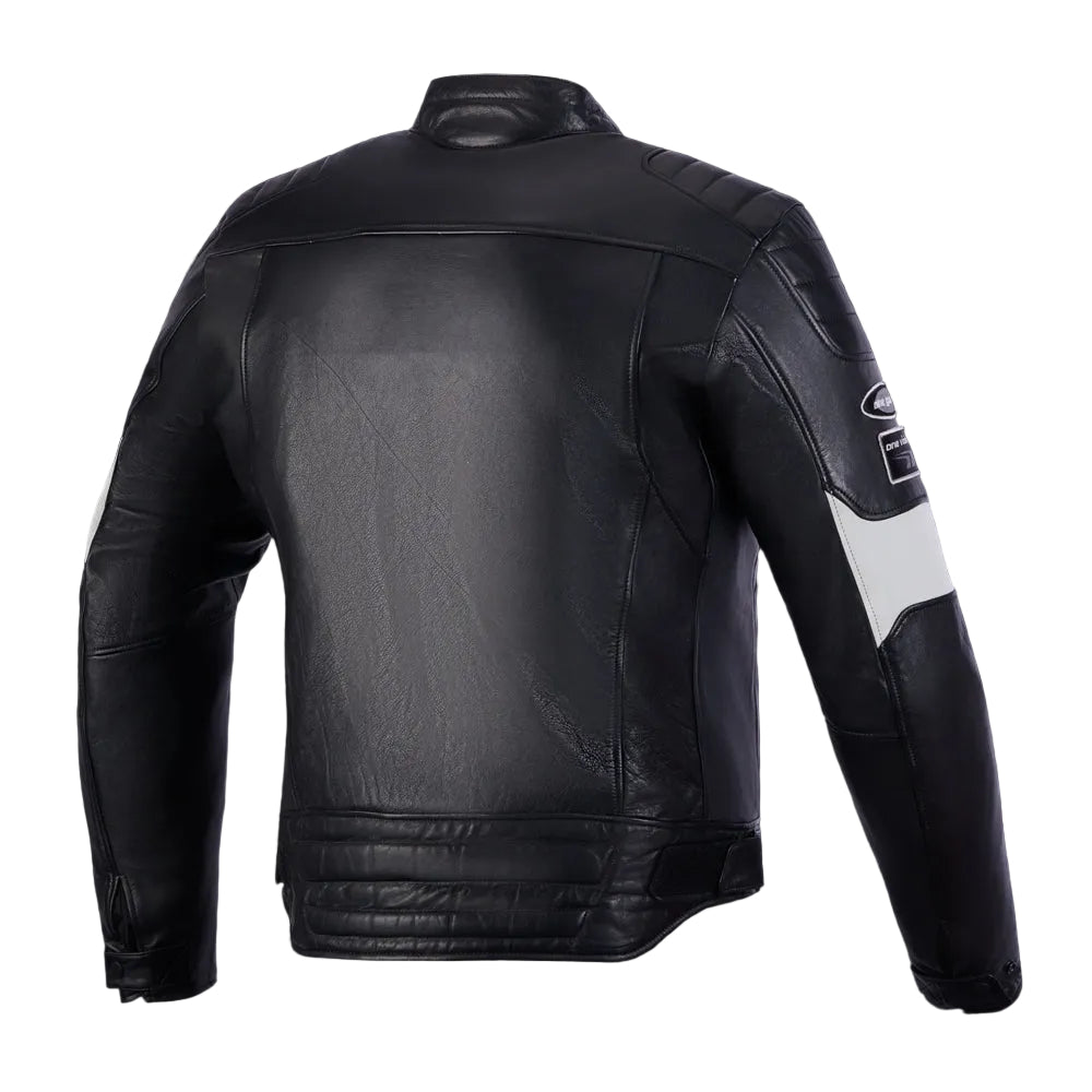Men's Revern Leather Motorcycle Jacket Black Metal Gray