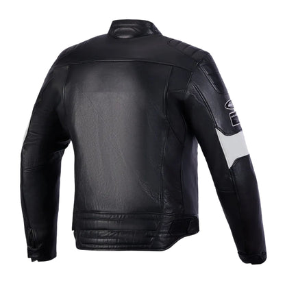 Men's Revern Leather Motorcycle Jacket Black Metal Gray