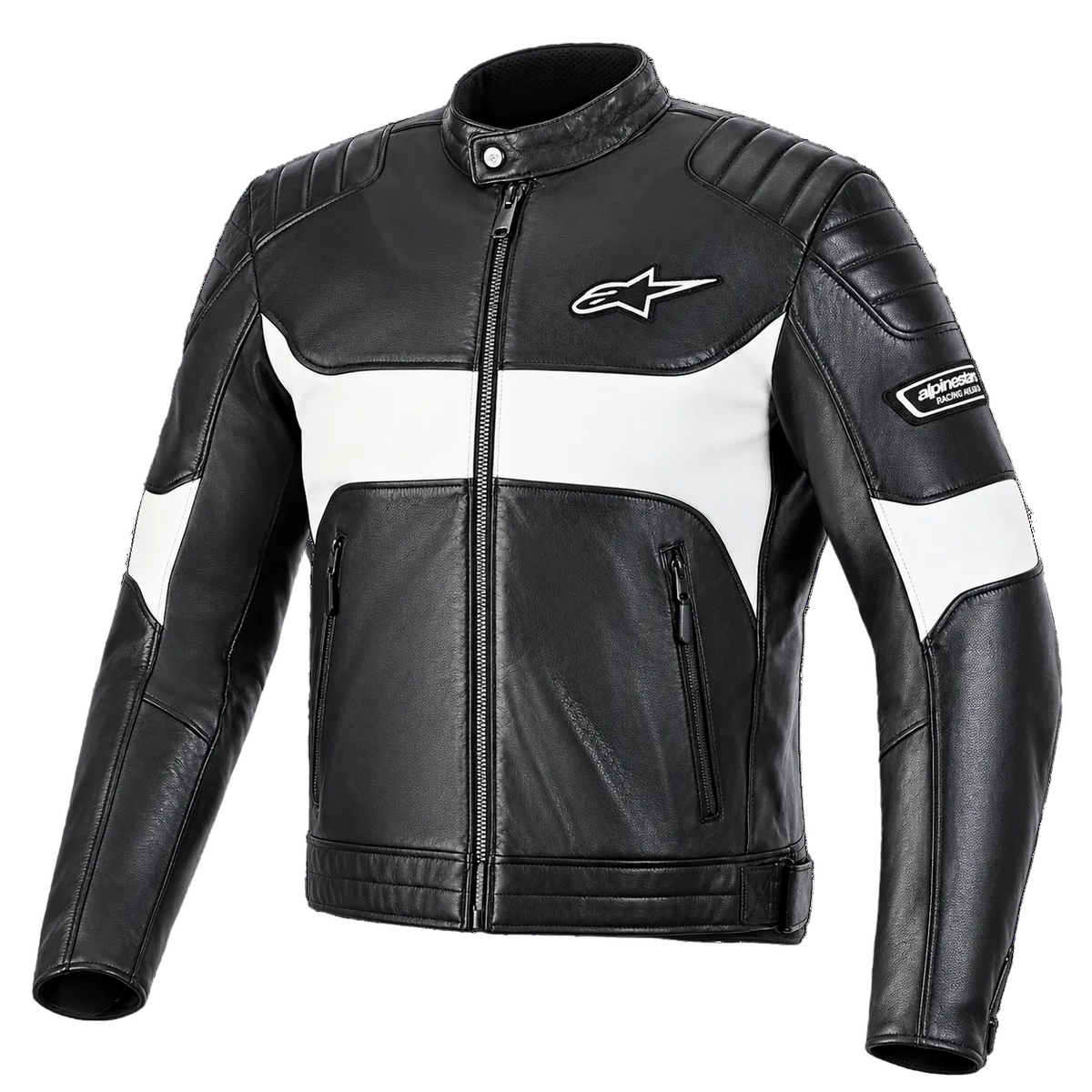 Men's Revern Leather Motorcycle Jacket Black Metal Gray