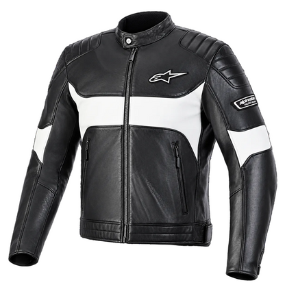 Men's Revern Leather Motorcycle Jacket Black Metal Gray