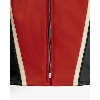 Men's Striped Steerhide Cafe Racer Leather Motorcycle Jacket