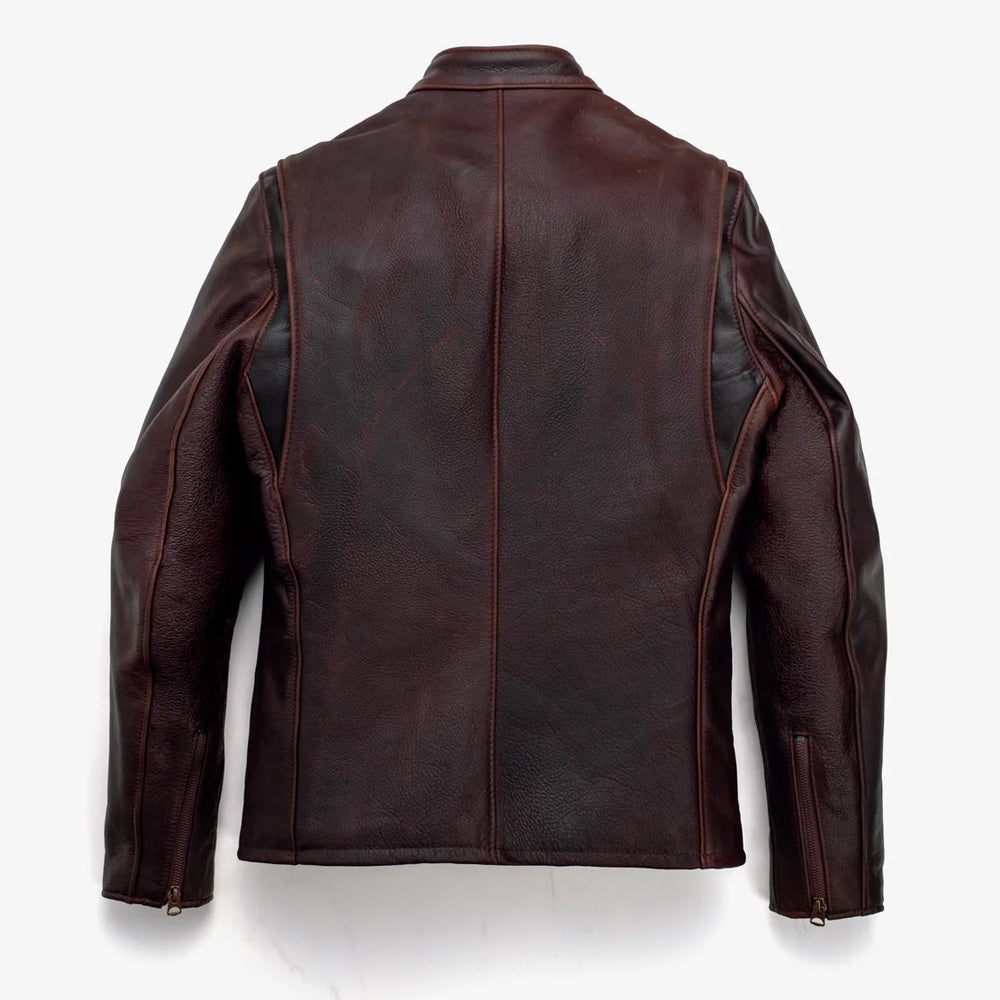 Men's Waxy Pull-Up Cowhide Cafe Racer Leather Jacket