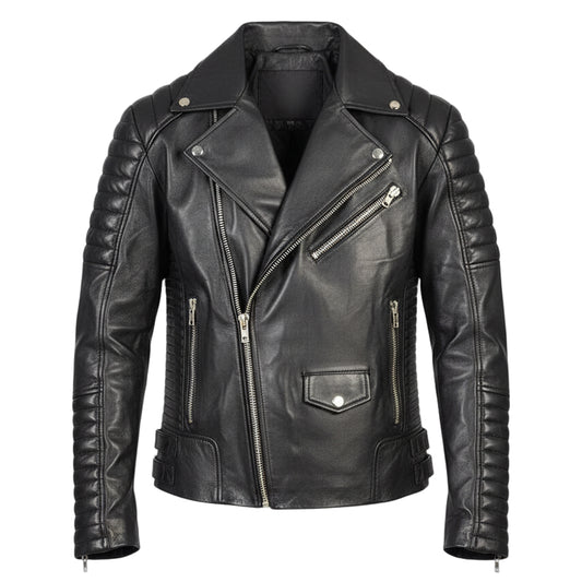 Pánská černá kožená motorkářská bunda