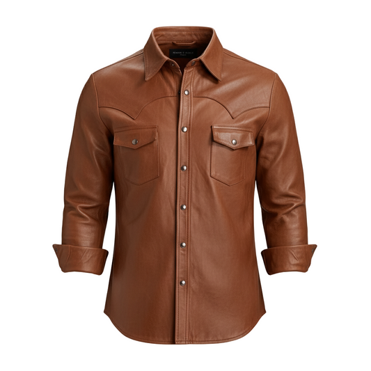 Mens_High_Quality_Real_Sheepskin_Brown_Leather_Shirt-Coreflexind
