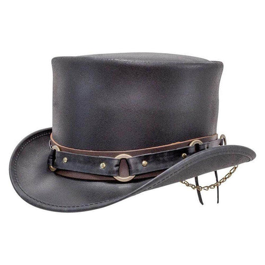 Mens Leather Top Hat with SR2 Hat Band - CoreFlexInd