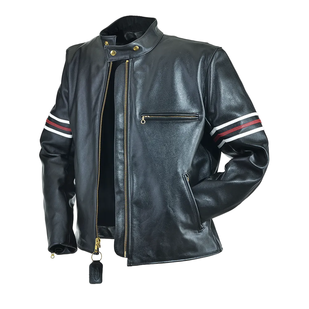 Hausjacket mat wäisse Sträifen