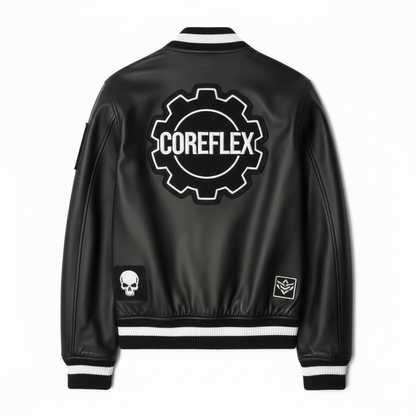 Black jacket with 'COREFLEX' logo on the back against a white background