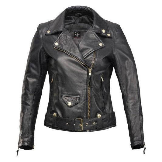 Motorbike Amy Womens Leather Jacket - Black - CoreFlexInd