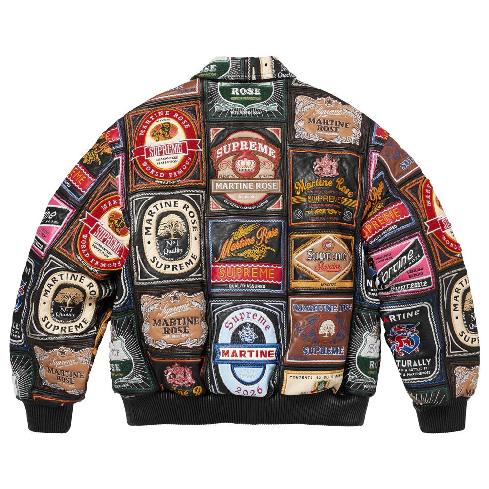 Multicolor Patchwork Labels Leather Jacket