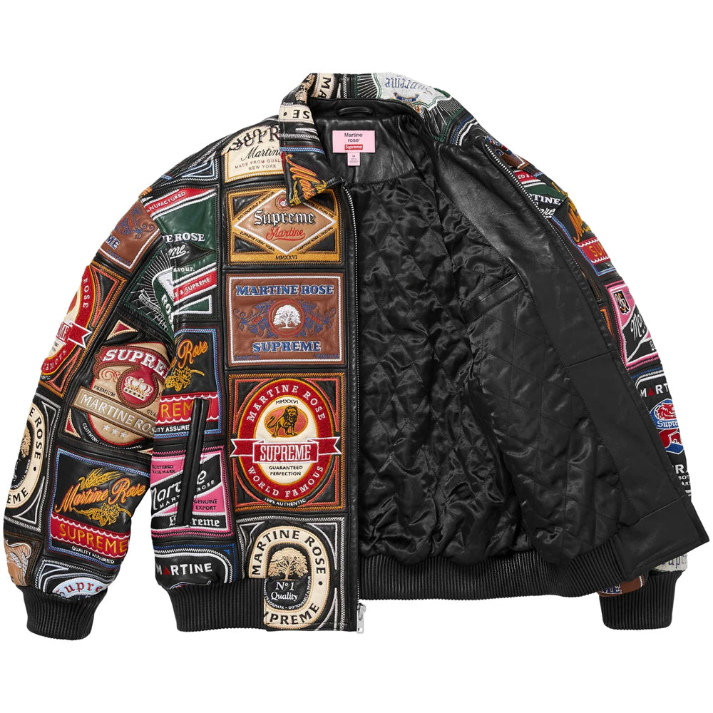 Multicolor Patchwork Labels Leather Jacket