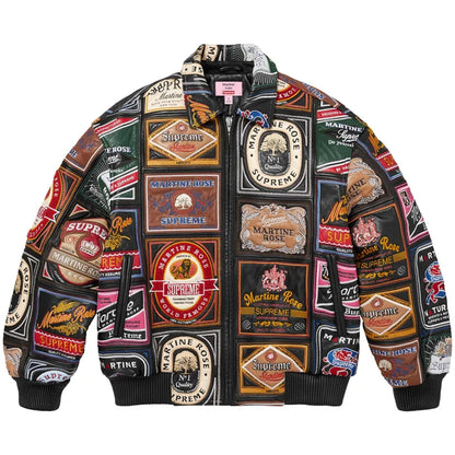Multicolor Patchwork Labels Leather Jacket
