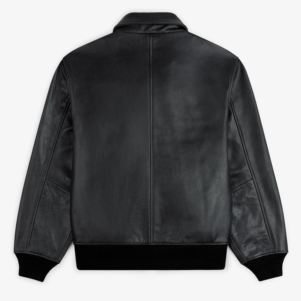 Napa Leather Bomber Jacket Black Cowhide Leather
