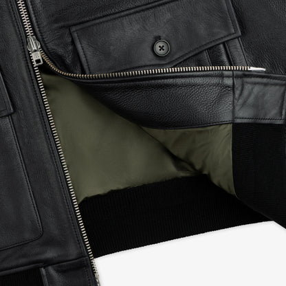 Napa Leather Bomber Jacket Black Cowhide Leather