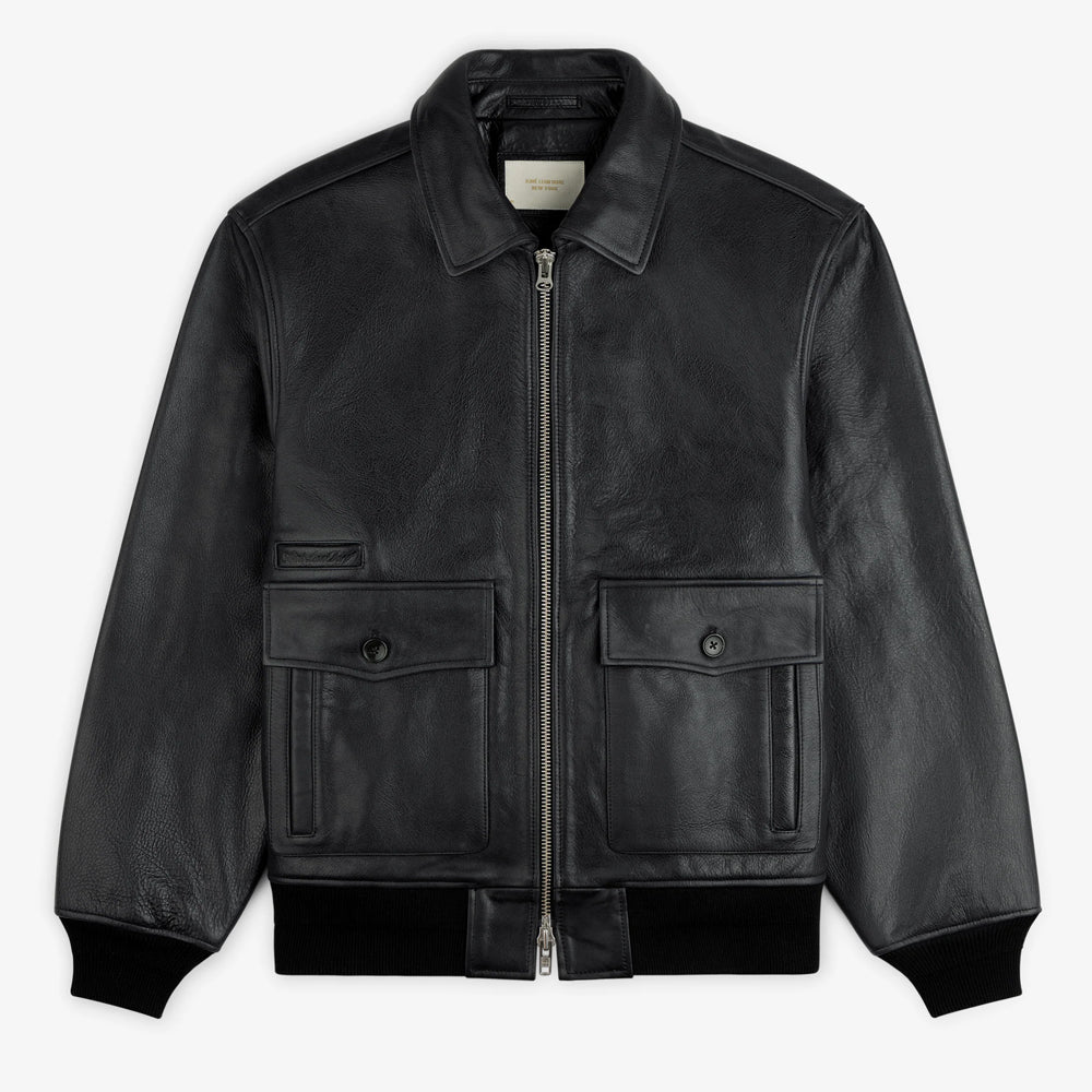Napa Leather Bomber Jacket Black Cowhide Leather