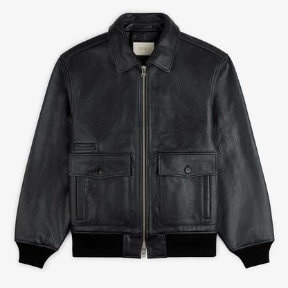 Napa Leather Bomber Jacket Black Cowhide Leather