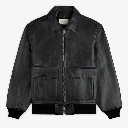 Napa Leather Bomber Jacket Black Cowhide Leather