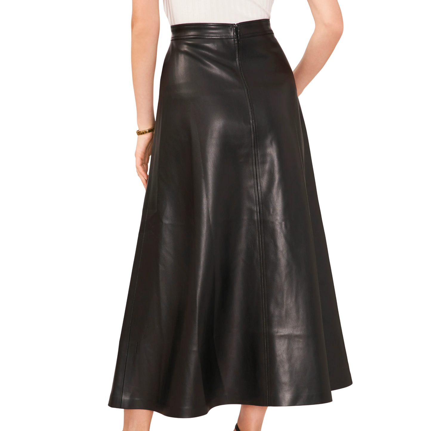 Natural Leather A-Line Skirt