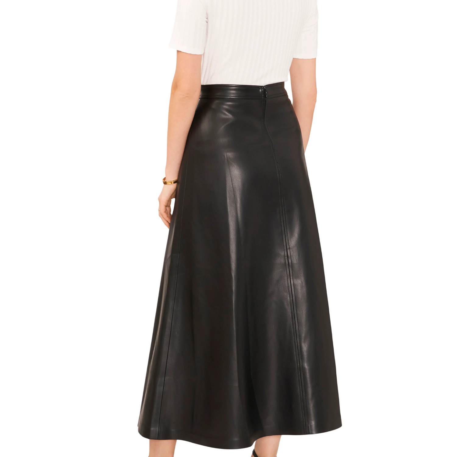 Natural Leather A-Line Skirt