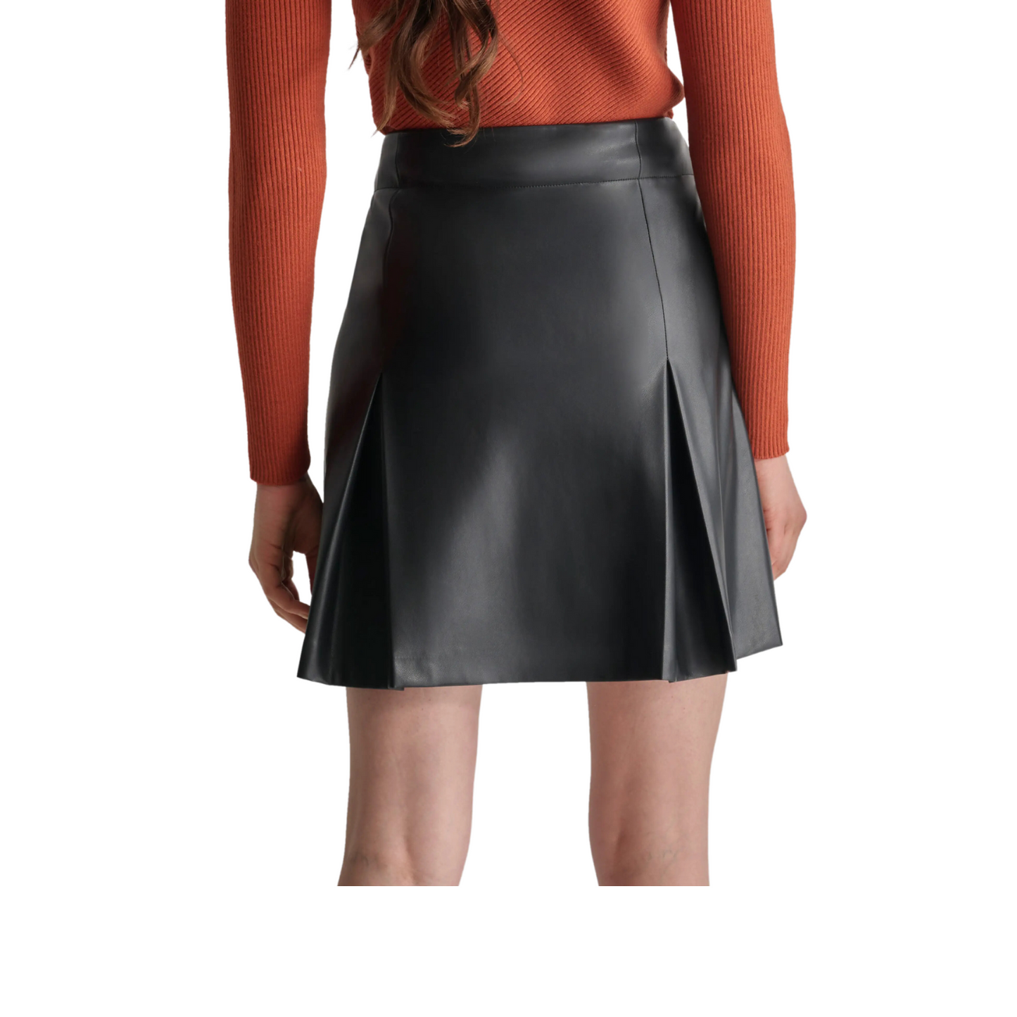 Natural Leather Pleats Mini Skirt