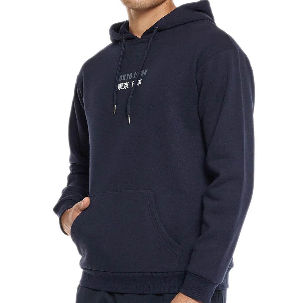 Navy Blue Print Detail Hoodie - CoreFlexInd