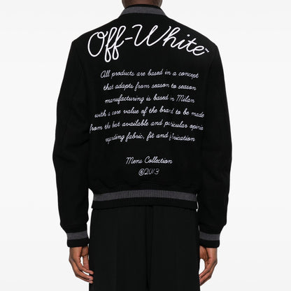 New Season Off-white Logo-appliqué Varsity Bomber Jacket-2