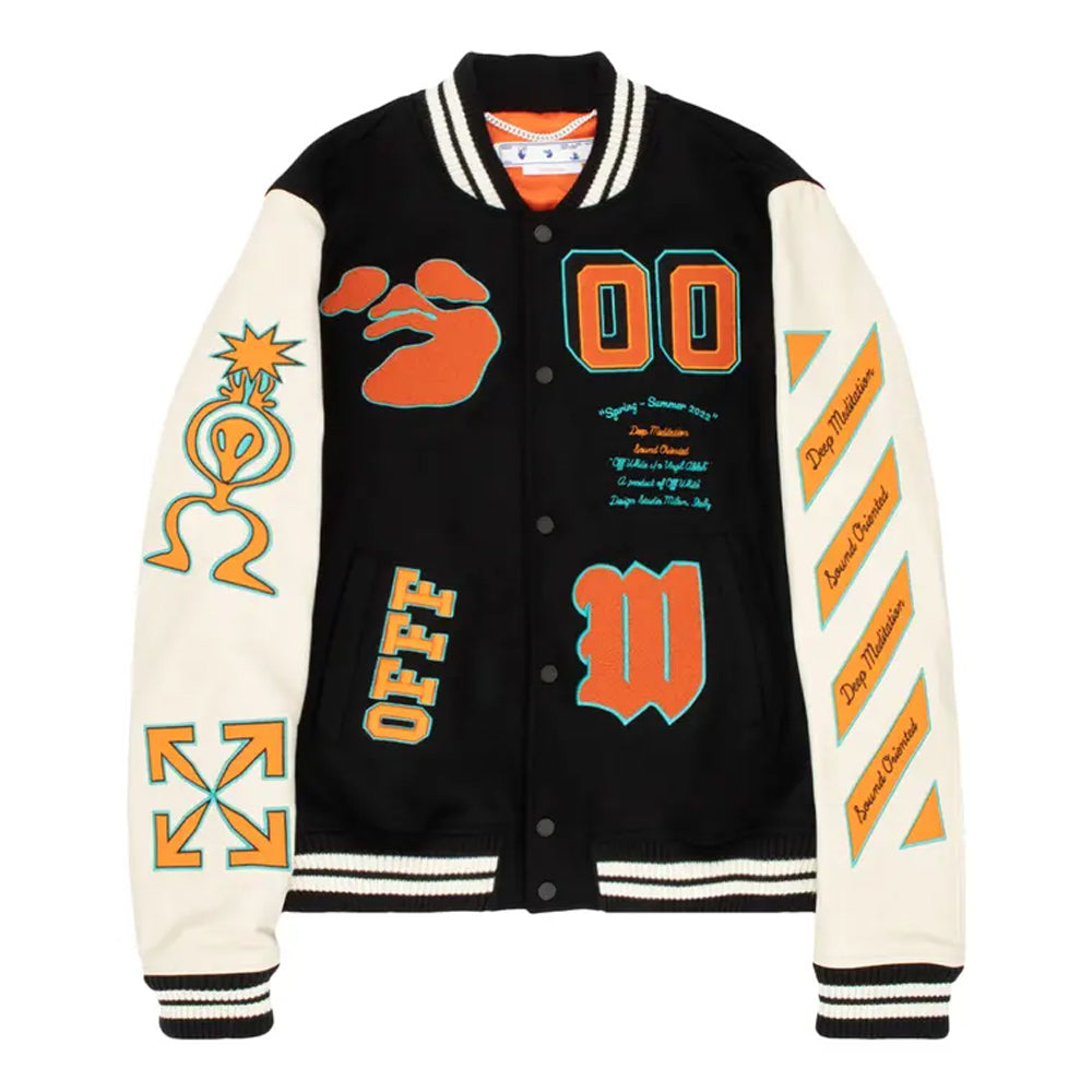 Off White Graphics Varsity Jacket