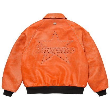Orange Distressed Leather Simon Jacket