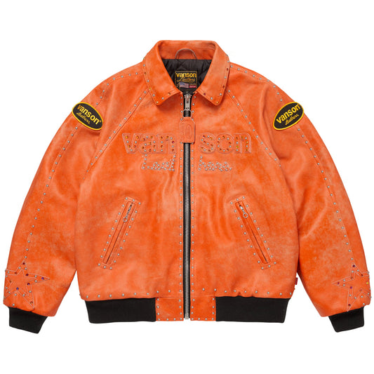 Orange Distressed Leather Simon Jacket