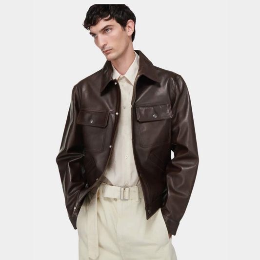 Oversized Brown Leather Shirt