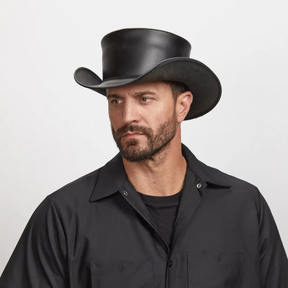 Wide Brim Leather Hat