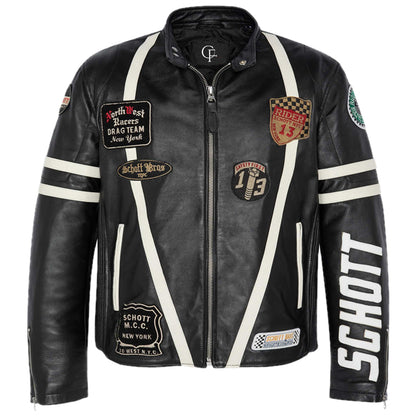 Patched Biker Jacket, Lambskin Leather-1