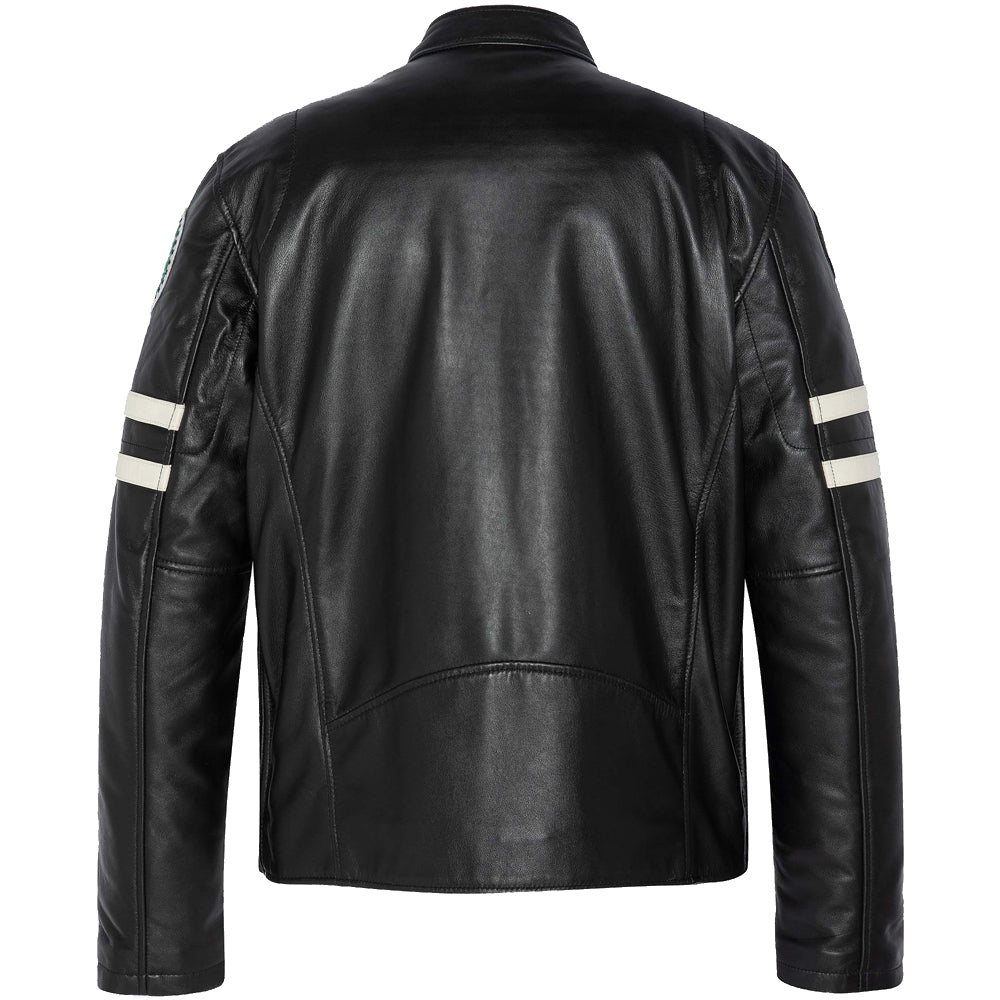 Patched Biker Jacket, Lambskin Leather-2