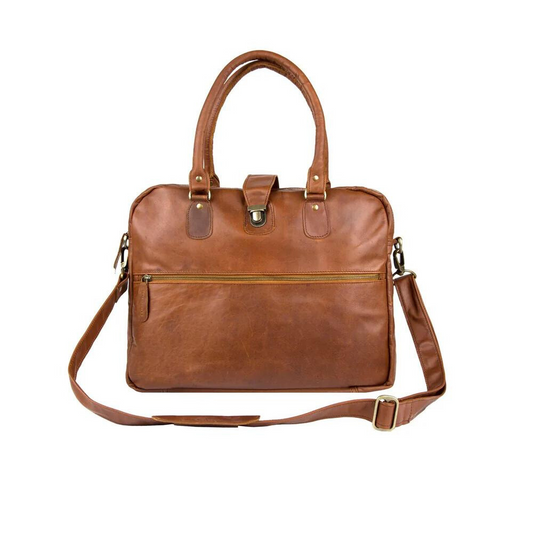 Personalized Brown Leather Satchel